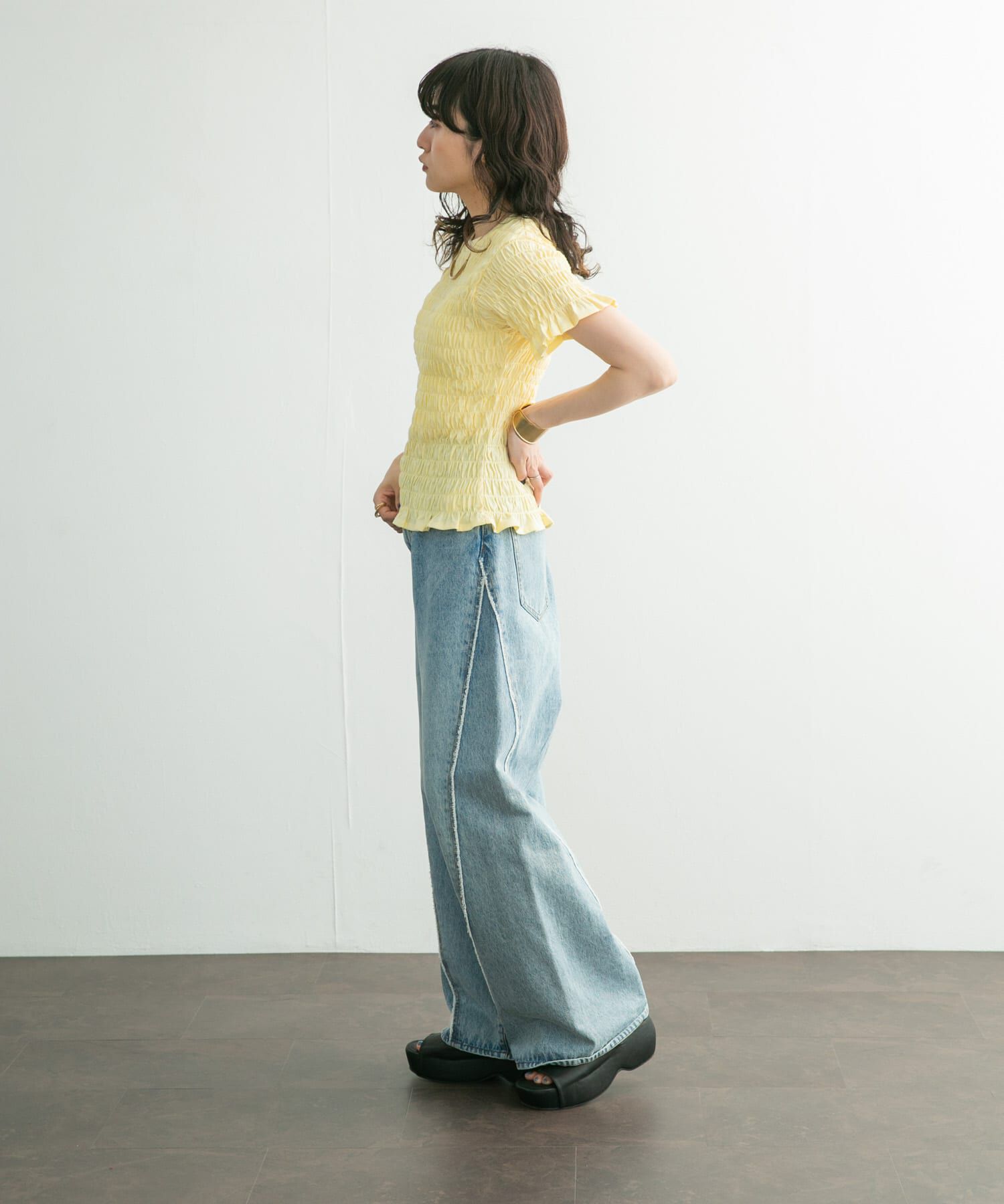  「シャーリングプチフリルTEE」|Tシャツ・カットソー|