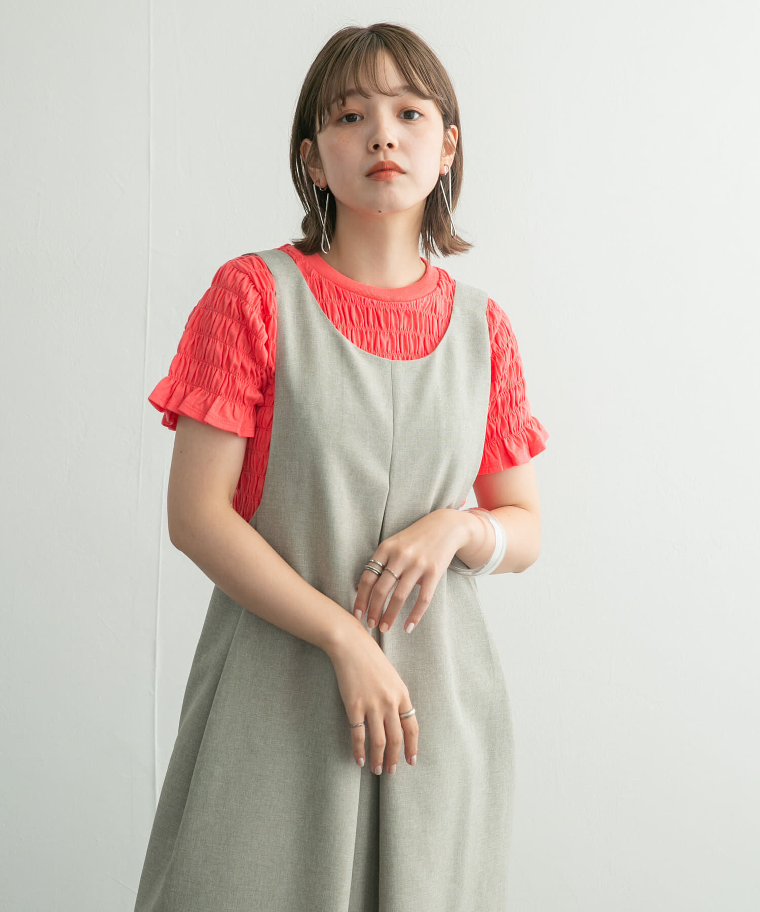  「シャーリングプチフリルTEE」|Tシャツ・カットソー|