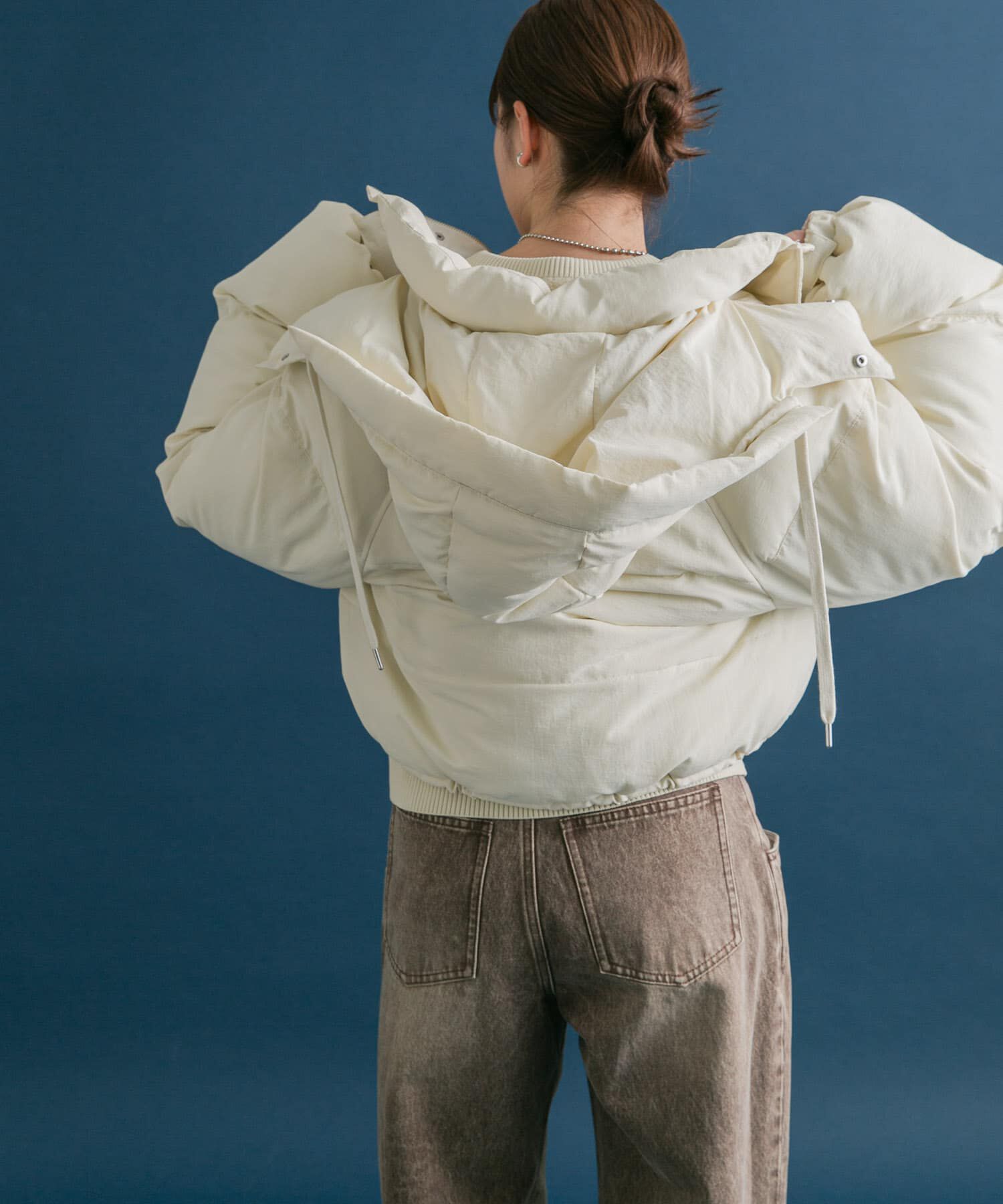  「ショート中綿フードジャケット」|ダウン|