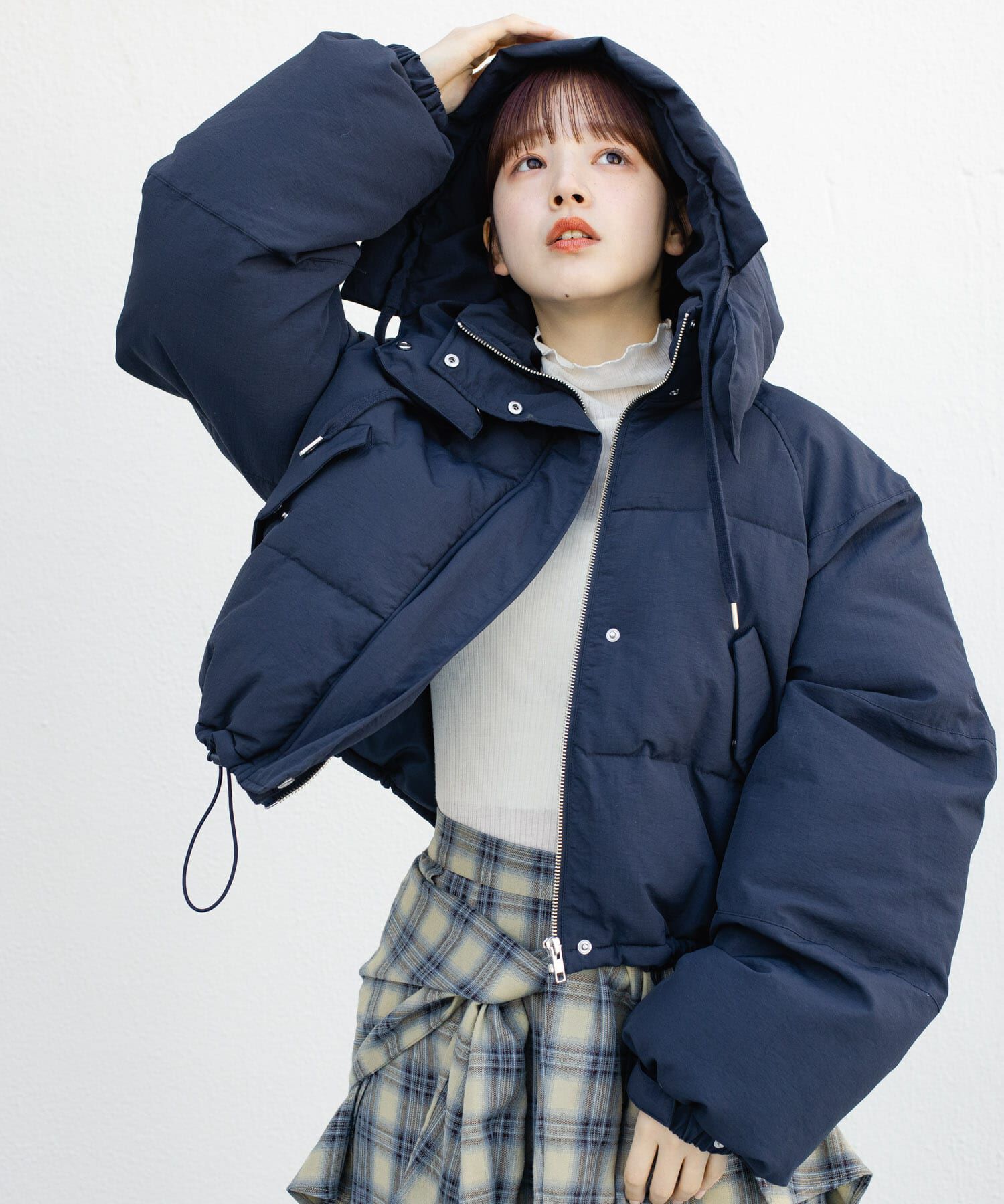  「ショート中綿フードジャケット」|ダウン|