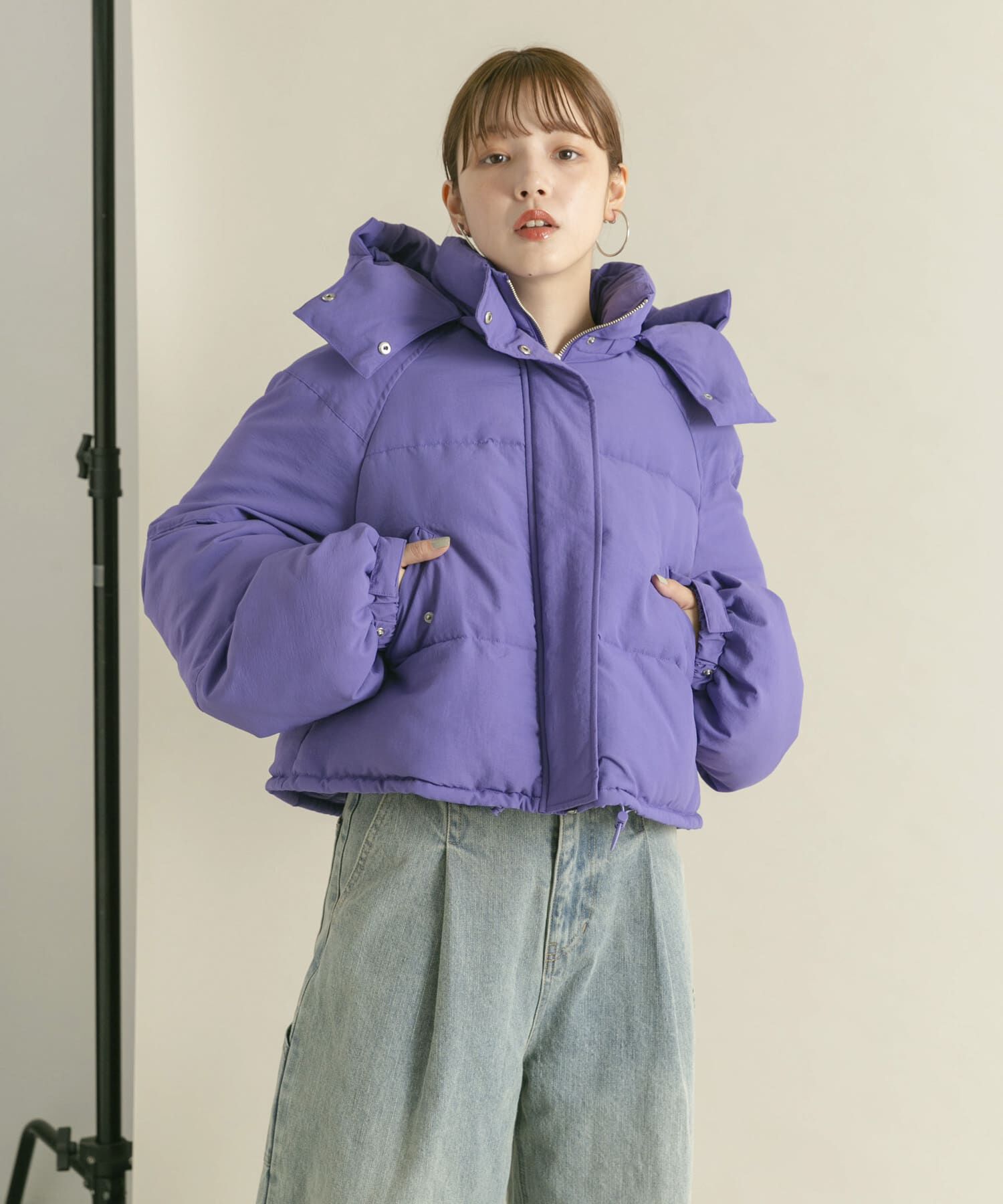  「ショート中綿フードジャケット」|ダウン|