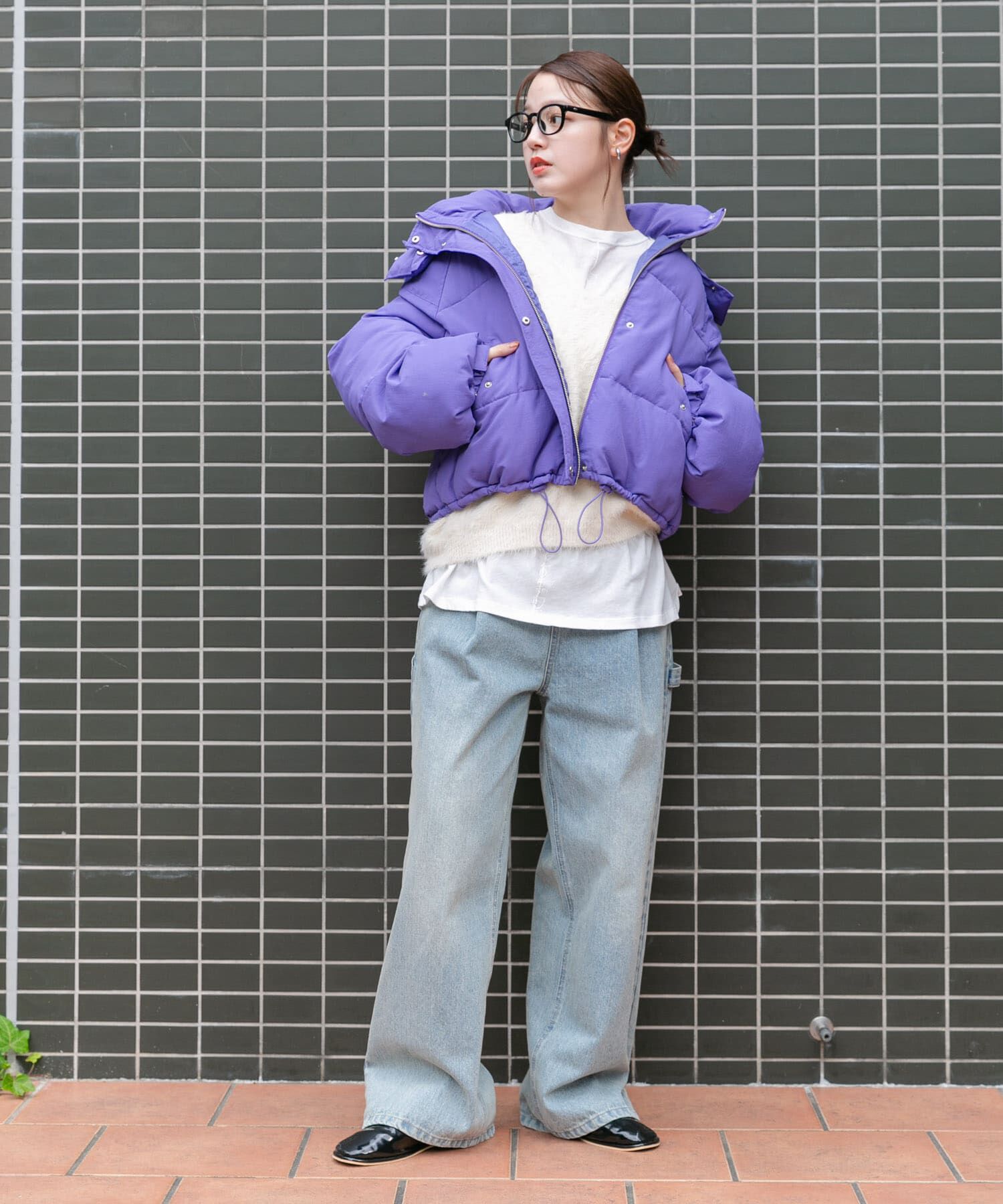  「ショート中綿フードジャケット」|ダウン|