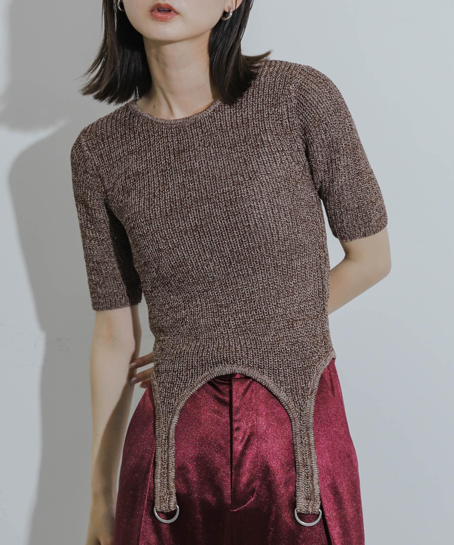 SENSE OF PLACE by URBAN RESEARCH「ガーターデザインセーター(5分袖)」|ニット・セーター|ブラウン