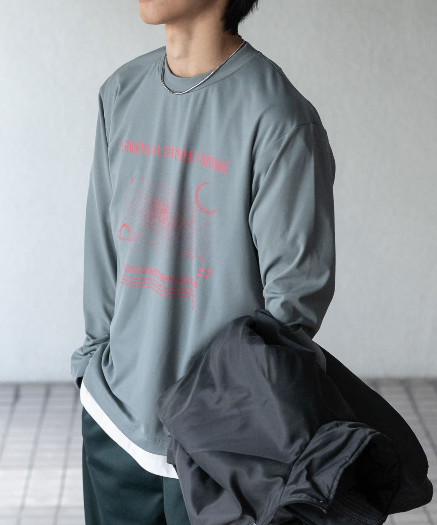 SENSE OF PLACE by URBAN RESEARCH「Galaxy Graphic Long-Sleeve T-shirts」|Tシャツ・カットソー|ライトグレー