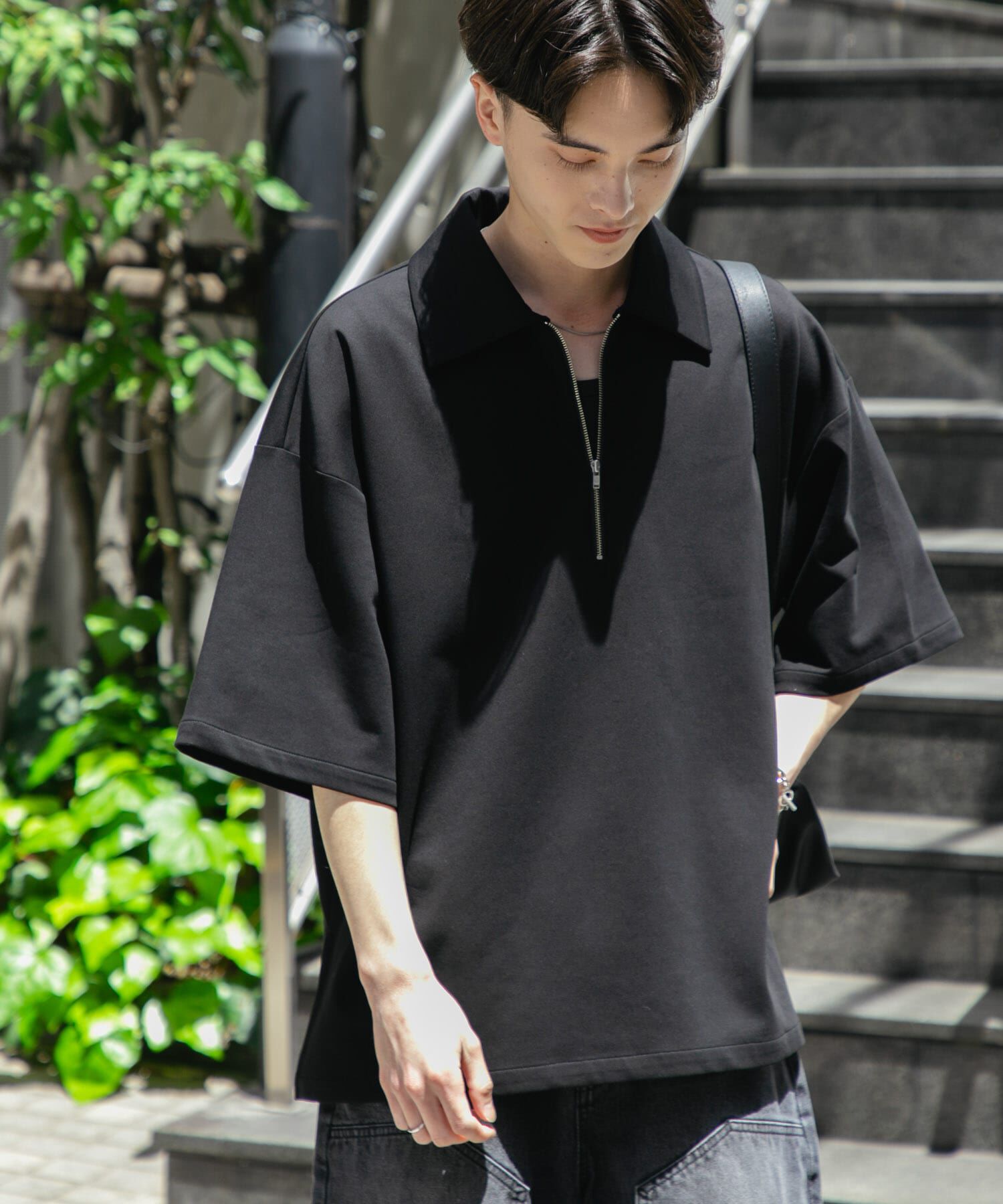 SENSE OF PLACE by URBAN RESEARCH「『ユニセックス』ダンボールポンチハーフジップショートスリーブTシャツ」|Tシャツ・カットソー|