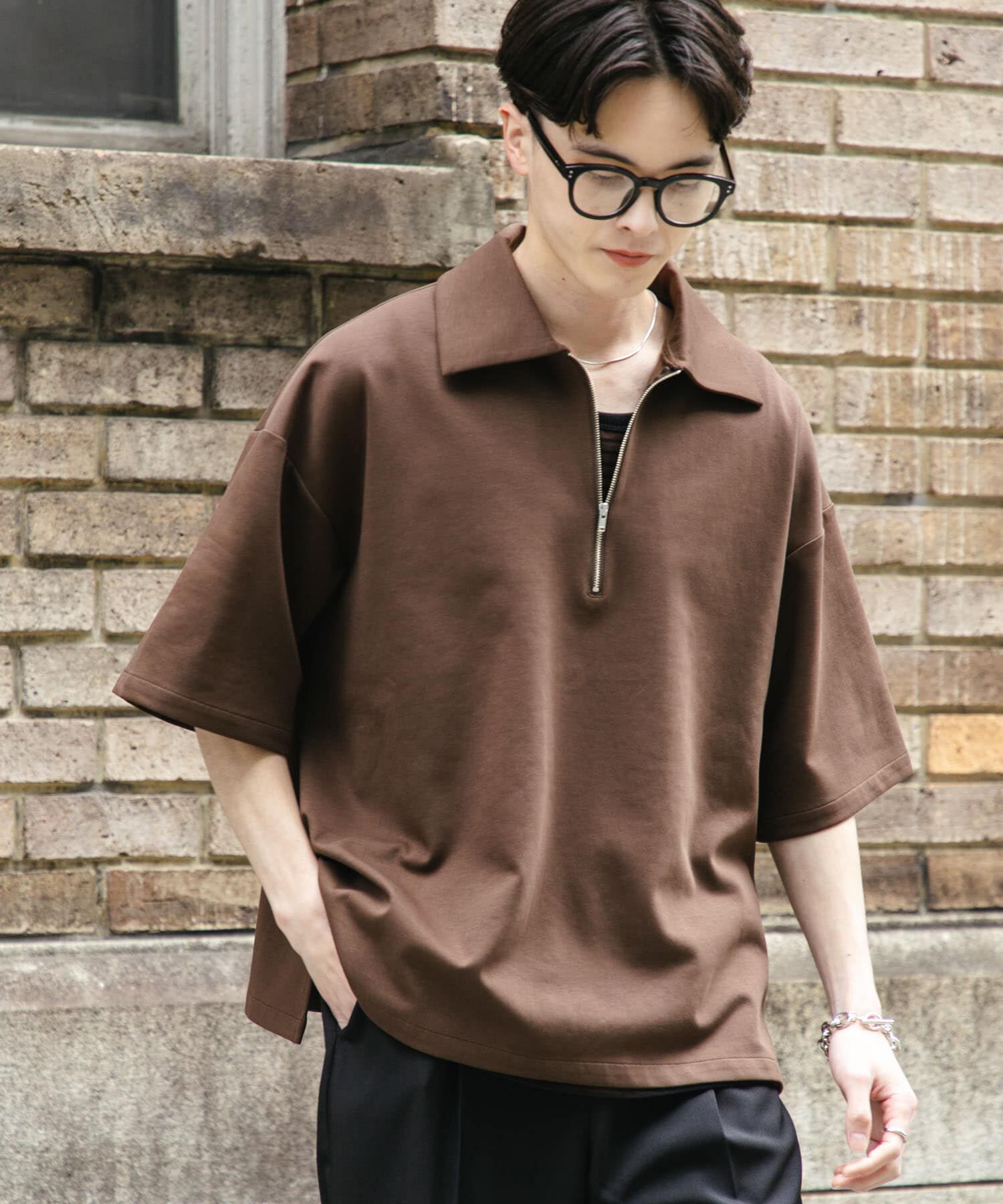 SENSE OF PLACE by URBAN RESEARCH「『ユニセックス』ダンボールポンチハーフジップショートスリーブTシャツ」|Tシャツ・カットソー|