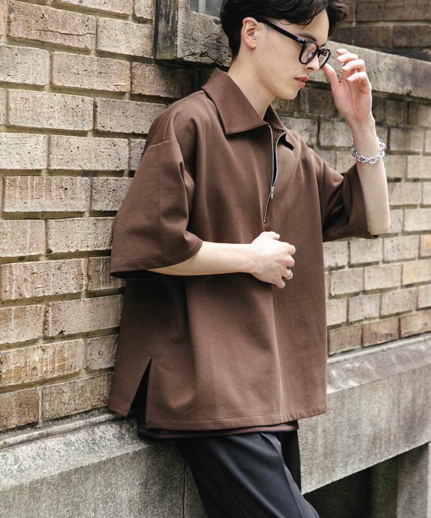 SENSE OF PLACE by URBAN RESEARCH「『ユニセックス』ダンボールポンチハーフジップショートスリーブTシャツ」|Tシャツ・カットソー|