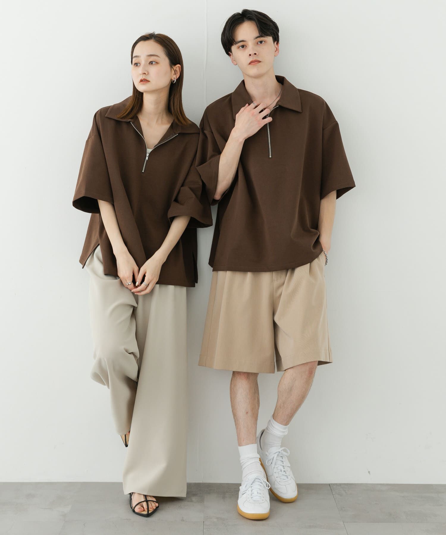 SENSE OF PLACE by URBAN RESEARCH「『ユニセックス』ダンボールポンチハーフジップショートスリーブTシャツ」|Tシャツ・カットソー|