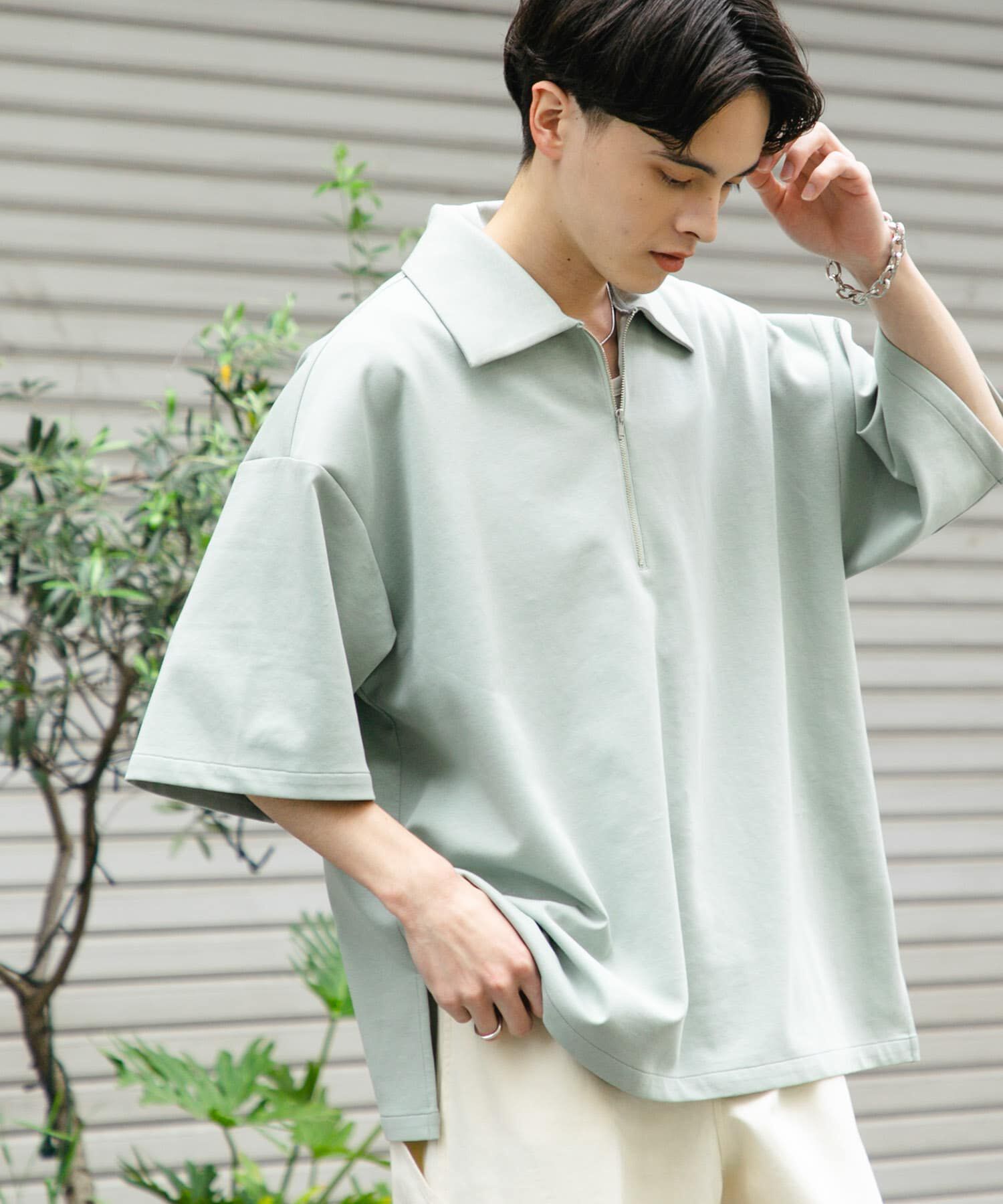 SENSE OF PLACE by URBAN RESEARCH「『ユニセックス』ダンボールポンチハーフジップショートスリーブTシャツ」|Tシャツ・カットソー|