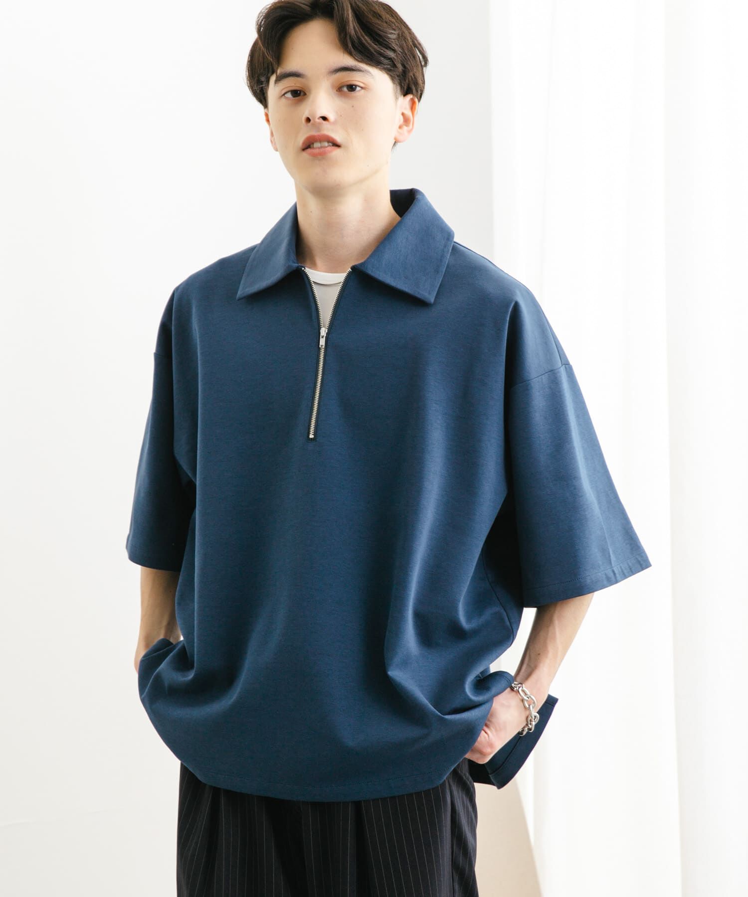 SENSE OF PLACE by URBAN RESEARCH「『ユニセックス』ダンボールポンチハーフジップショートスリーブTシャツ」|Tシャツ・カットソー|