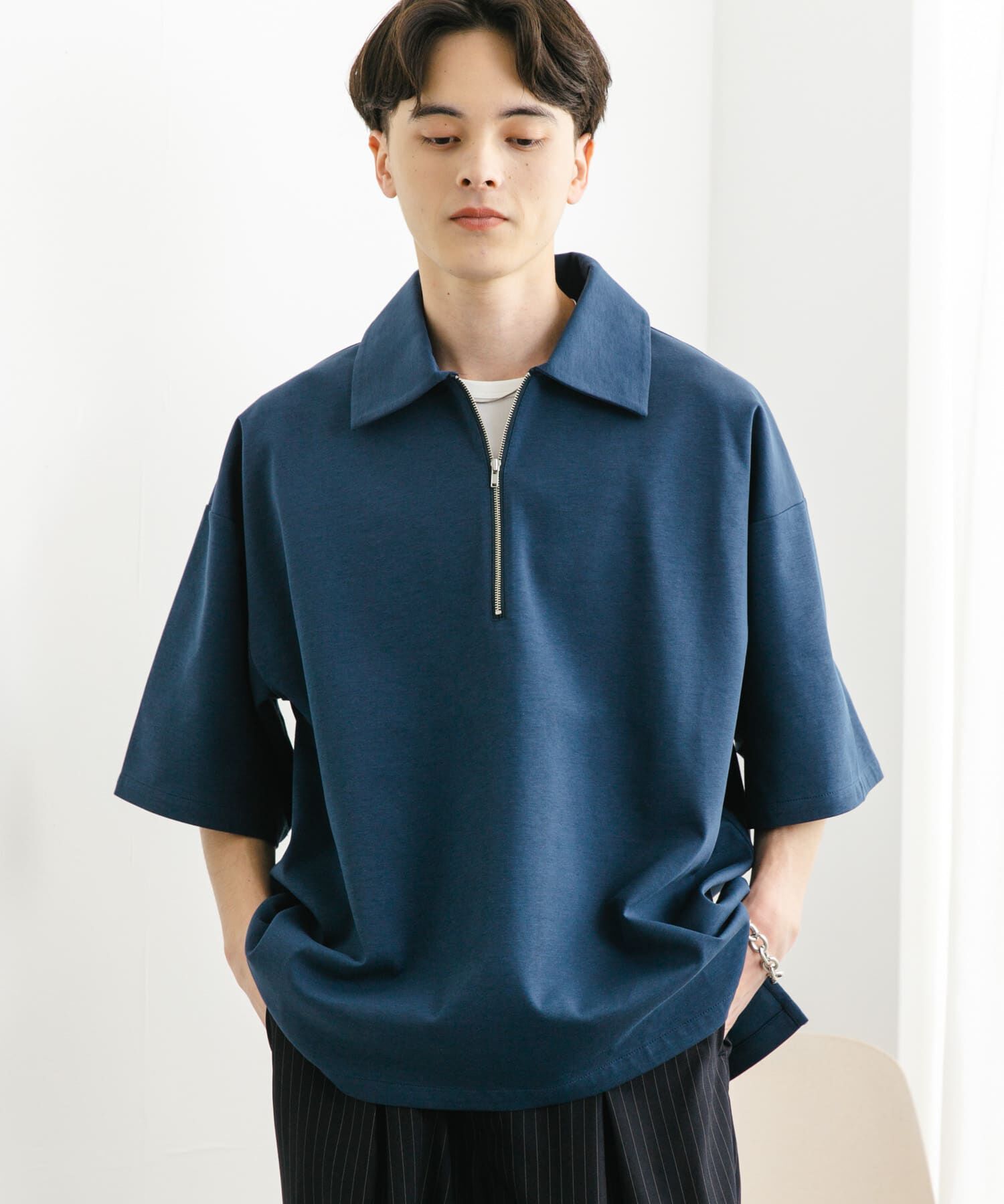 SENSE OF PLACE by URBAN RESEARCH「『ユニセックス』ダンボールポンチハーフジップショートスリーブTシャツ」|Tシャツ・カットソー|