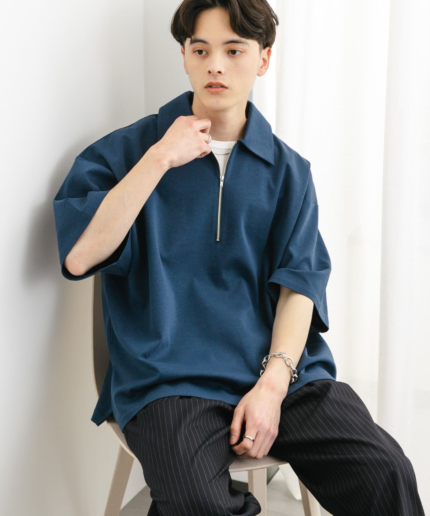 SENSE OF PLACE by URBAN RESEARCH「『ユニセックス』ダンボールポンチハーフジップショートスリーブTシャツ」|Tシャツ・カットソー|