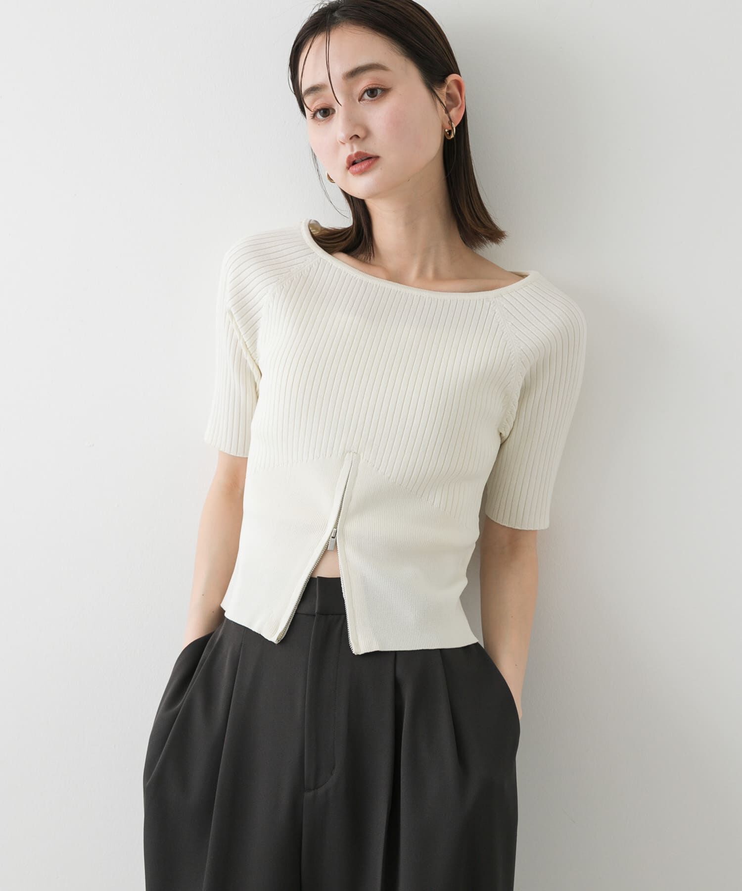 SENSE OF PLACE by URBAN RESEARCH「2WAYボートネックZIPセーター」|ニット・セーター|