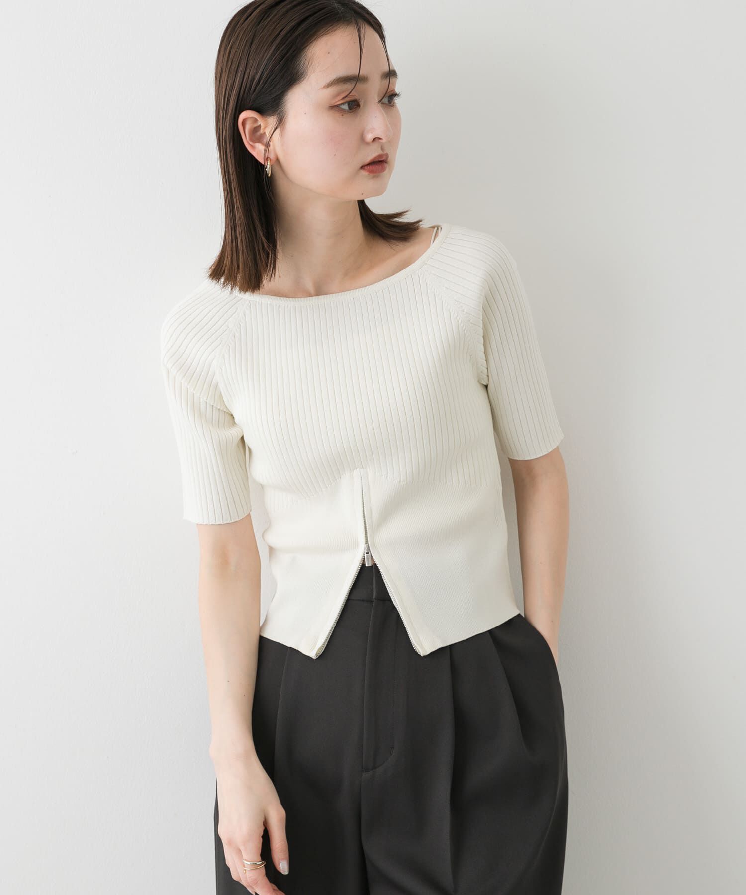 SENSE OF PLACE by URBAN RESEARCH「2WAYボートネックZIPセーター」|ニット・セーター|