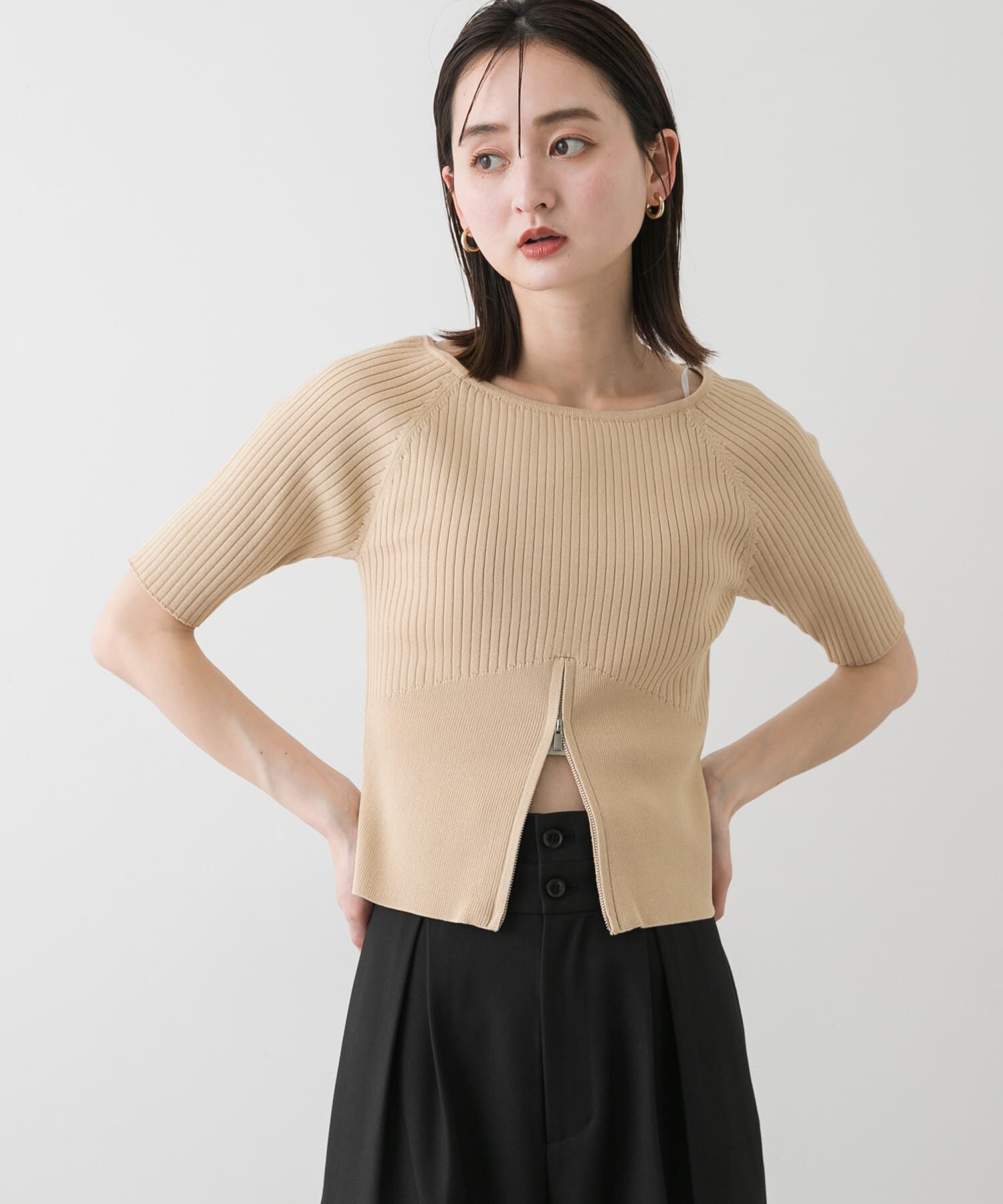 SENSE OF PLACE by URBAN RESEARCH「2WAYボートネックZIPセーター」|ニット・セーター|