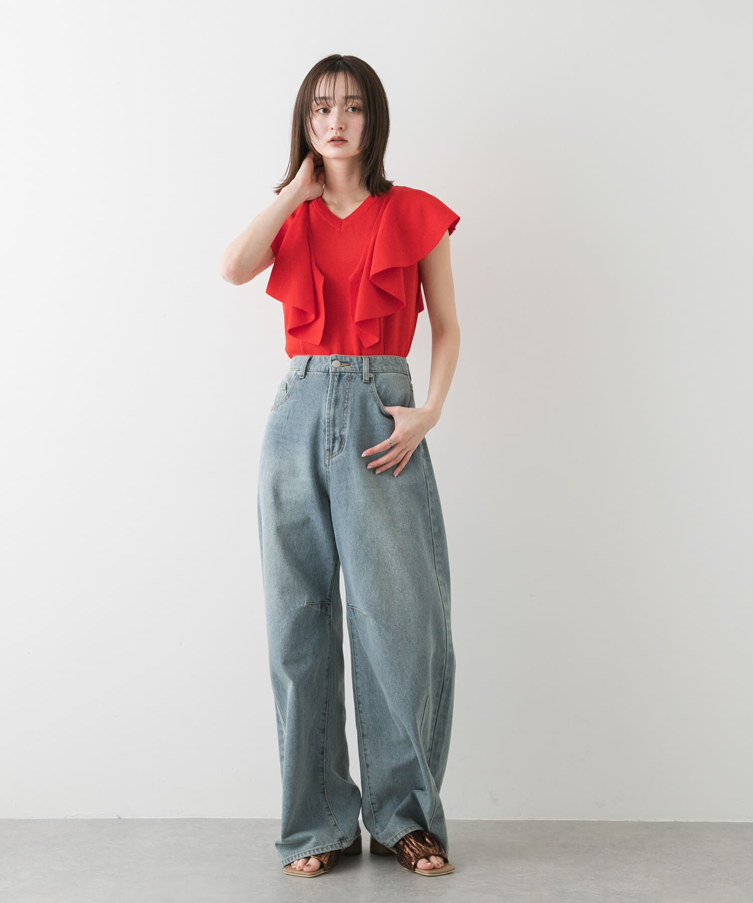 SENSE OF PLACE by URBAN RESEARCH「フリルショルダートップ」|ニット・セーター|