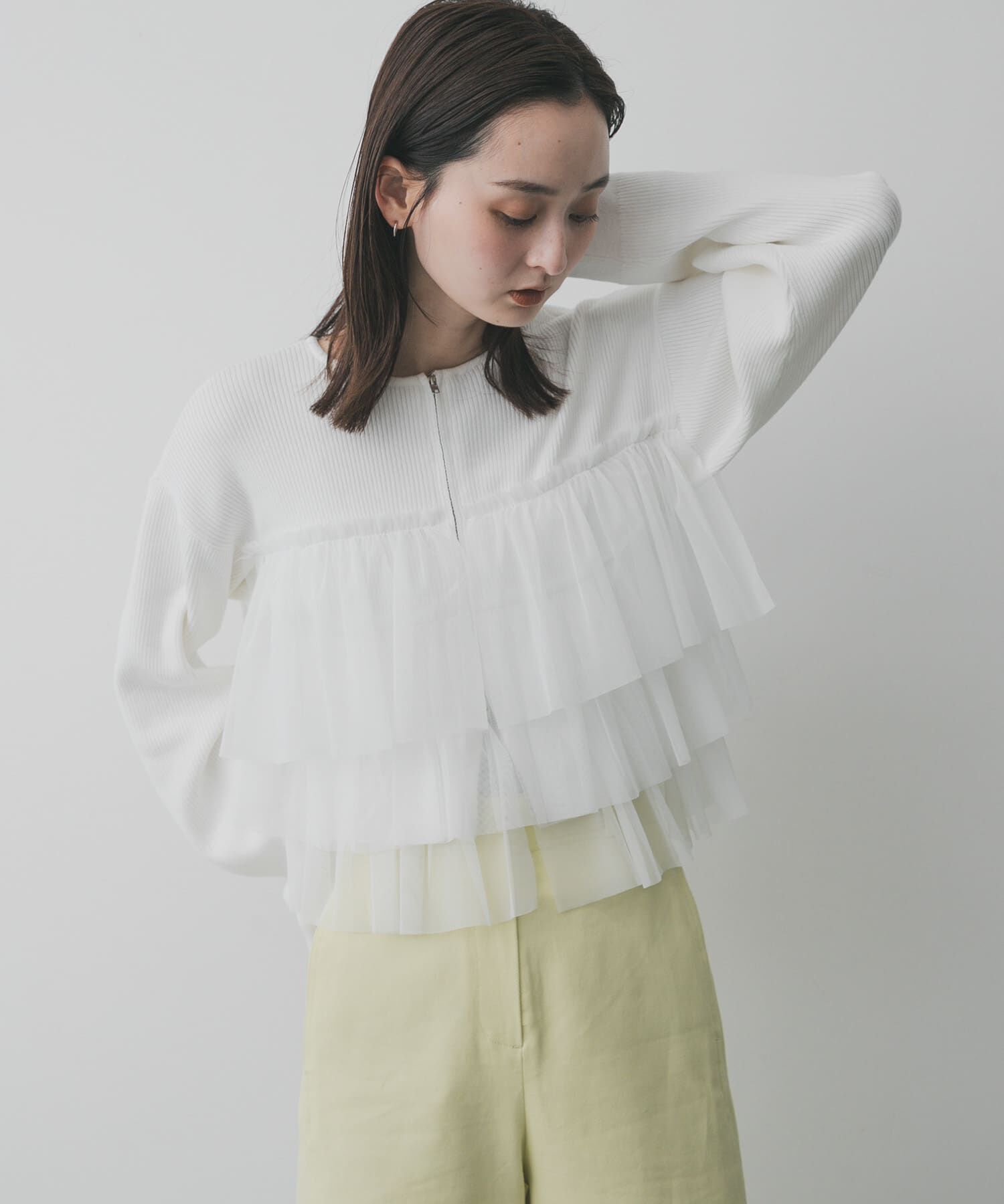 SENSE OF PLACE by URBAN RESEARCH「『洗濯可』ダブルジップフリルニットカーディガン」|ニット・セーター|