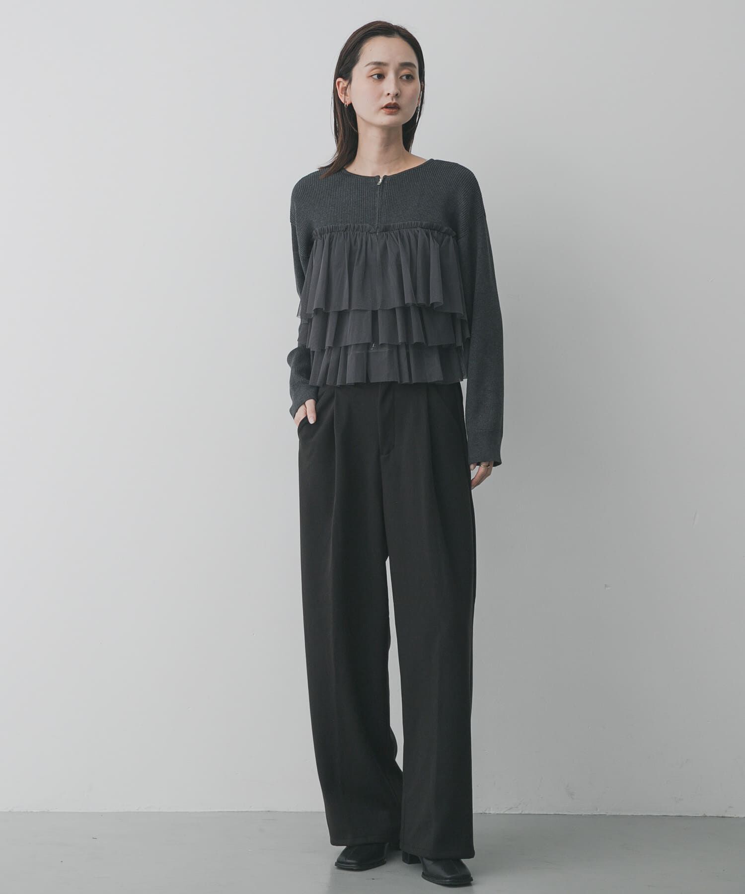 SENSE OF PLACE by URBAN RESEARCH「『洗濯可』ダブルジップフリルニットカーディガン」|ニット・セーター|