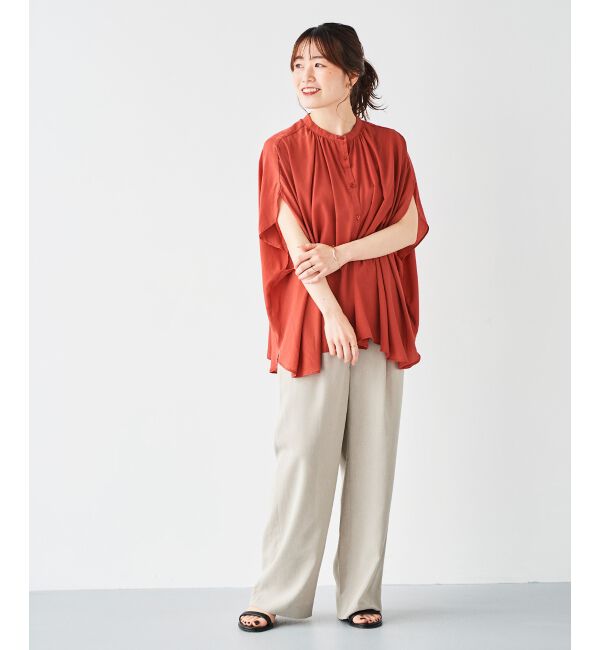 le.coeur blanc「《WEB限定アイテム》フロントボタンフレアギャザーブラウス」|シャツ・ブラウス|