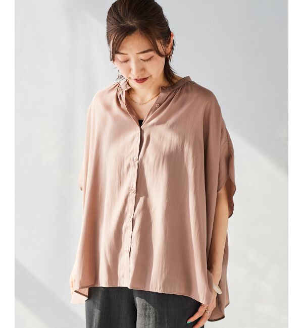 le.coeur blanc「《WEB限定アイテム》フロントボタンフレアギャザーブラウス」|シャツ・ブラウス|