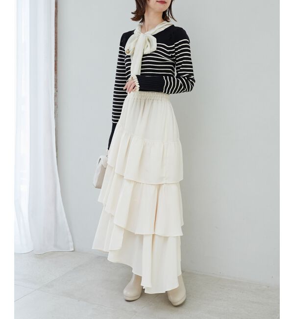 MAJESTICLEGON「エアリーイレヘムティアードスカート」|スカート|