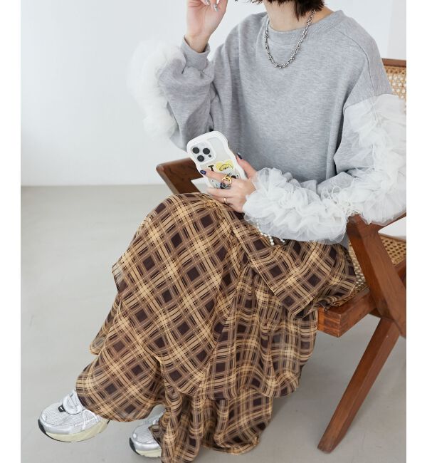 MAJESTICLEGON「エアリーイレヘムティアードスカート」|スカート|