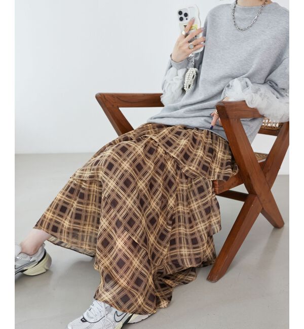 MAJESTICLEGON「エアリーイレヘムティアードスカート」|スカート|