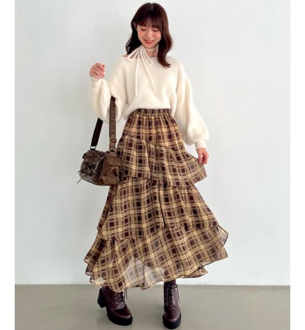 MAJESTICLEGON「エアリーイレヘムティアードスカート」|スカート|