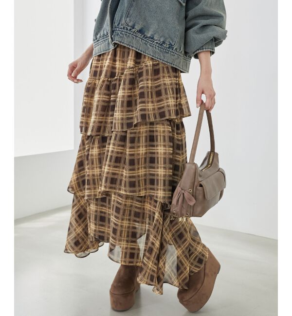 MAJESTICLEGON「エアリーイレヘムティアードスカート」|スカート|