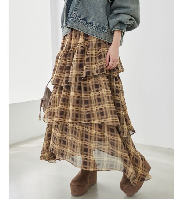 MAJESTICLEGON「エアリーイレヘムティアードスカート」|スカート|
