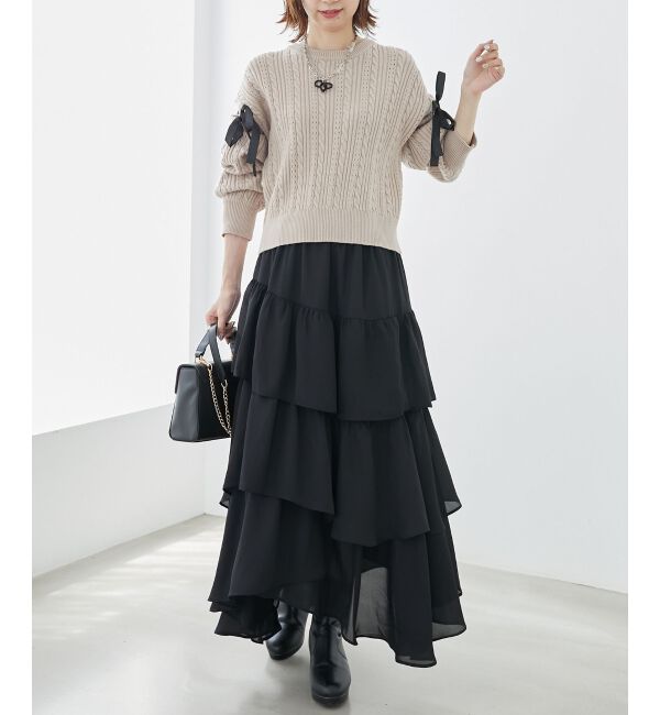 MAJESTICLEGON「エアリーイレヘムティアードスカート」|スカート|
