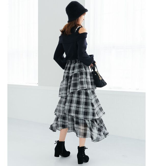 MAJESTICLEGON「エアリーイレヘムティアードスカート」|スカート|