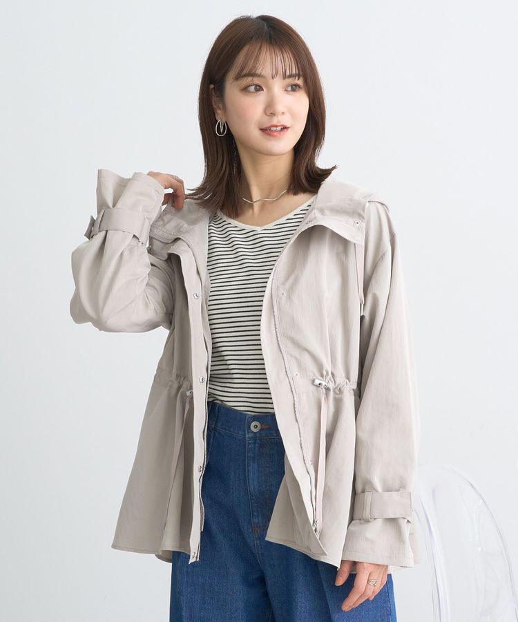 earth music&ecology「ドロストペプラムマウンテンパーカー」|ブルゾン・スタジャン|