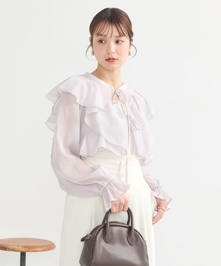 earth music&ecology「シアーラッフルショートボレロ」|シャツ・ブラウス|