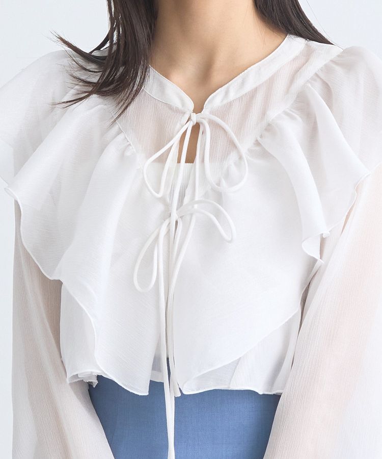 earth music&ecology「シアーラッフルショートボレロ」|シャツ・ブラウス|