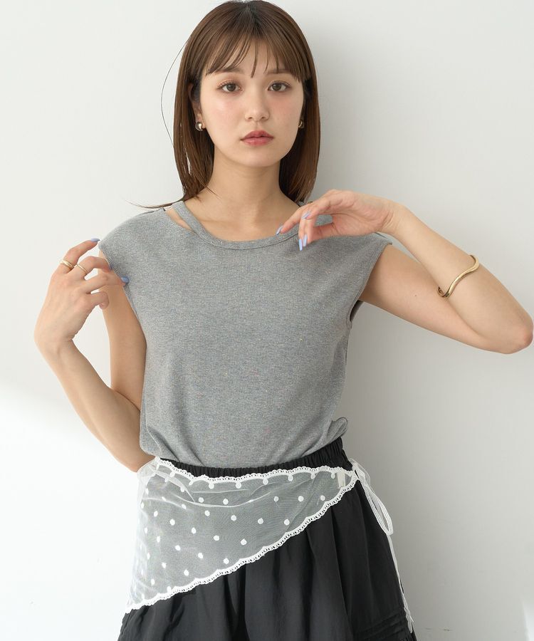 earth music&ecology「カットデザインフレンチスリーブプルオーバー」|Tシャツ・カットソー|Gray