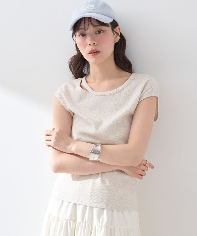 earth music&ecology「カットデザインフレンチスリーブプルオーバー」|Tシャツ・カットソー|