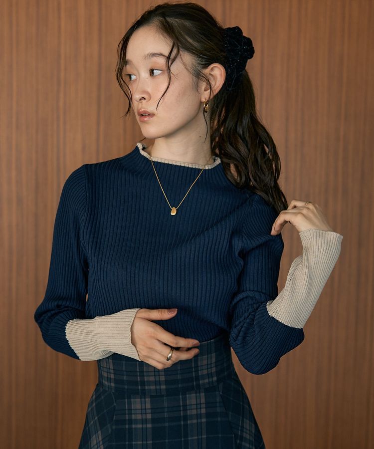 earth music&ecology「ハイネックリブニットプルオーバー」|ニット・セーター|Navy