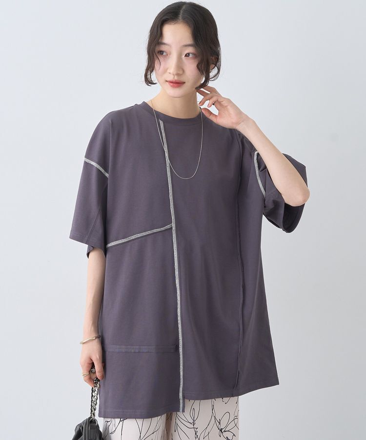 earth music&ecology「ステッチデザインルーズTee」|Tシャツ・カットソー|Charcoal Gray