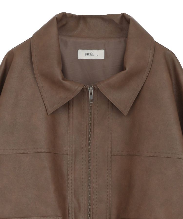 earth music&ecology「フェイクレザージップジャケット」|ブルゾン・スタジャン|