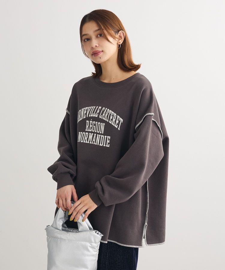 Green Parks「裏起毛配色ステッチロゴチュニック」|スウェット・ジャージ|