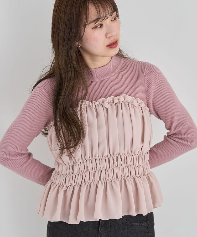 Green Parks「・swing by ビスチェレイヤーハイネックニット」|ニット・セーター|Pink