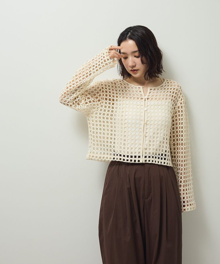 Green Parks「・SUGAR SPOON 2wayフラワーメッシュカーデ」|カーディガン|