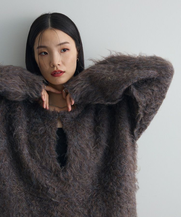 AnriettMusee「前後2wayキーネックシャギーニット」|ニット・セーター|Brown