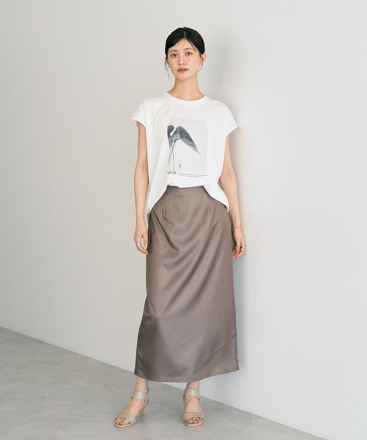 YECCA VECCA「シャイニーロングスカート」|タイト|