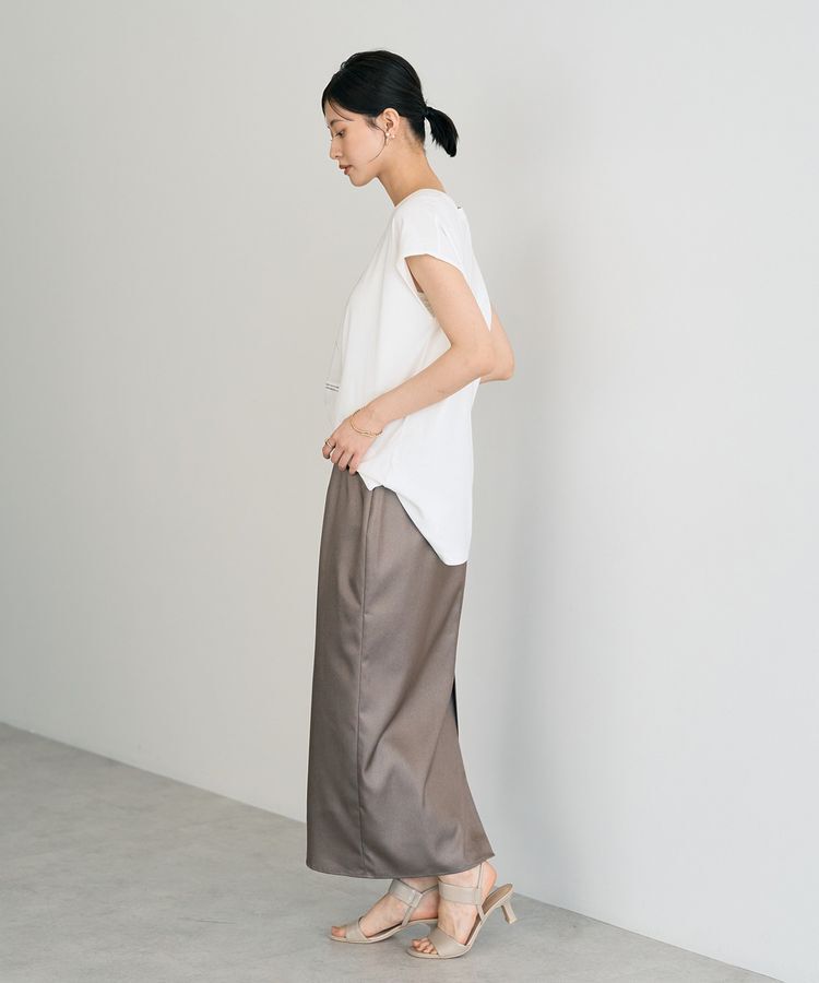 YECCA VECCA「シャイニーロングスカート」|タイト|