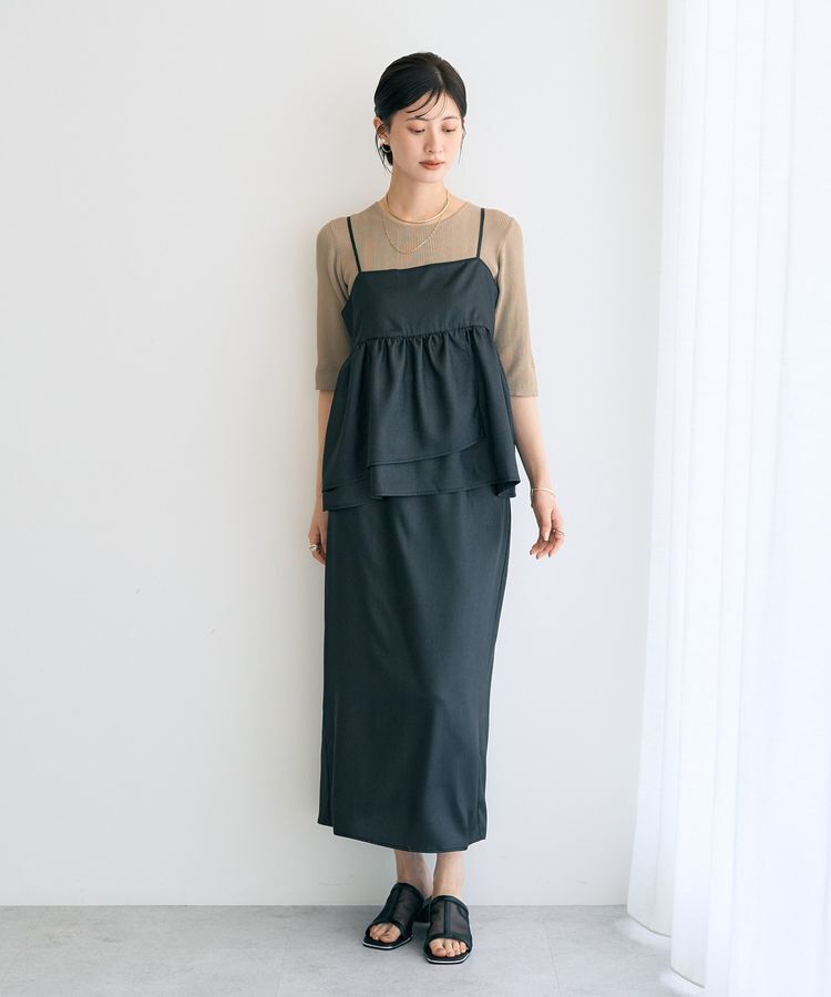 YECCA VECCA「シャイニーロングスカート」|タイト|