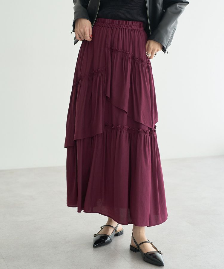 YECCA VECCA「アシンメトリーラッフルスカート」|フレア|