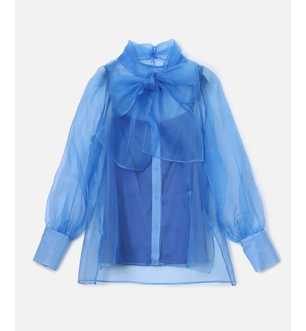LOULOU WILLOUGHBY「《ドラマ着用》【LOULOU WILLOUGHBY】シルキーリボンブラウス」|シャツ・ブラウス|