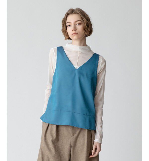 allureville「シルキーツイルタンクキャミソール」|シャツ・ブラウス|ブルー